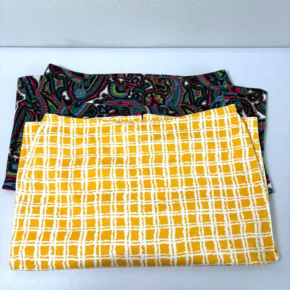 Talbots Pencil‎ Skirt Womens Size 10 Yellow Check Paisley Lined Lot of 2 Skirts